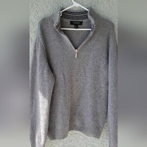 Gianetti Men Knitted Sweater Jacket Zip Closure Gray Wool Blend Made In Italy